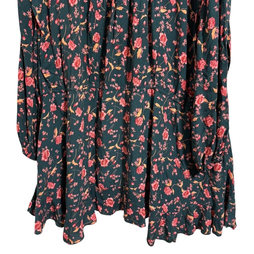 Free People Flower Fields Floral Dress Drawstring Boho Cottagecore Prairie M